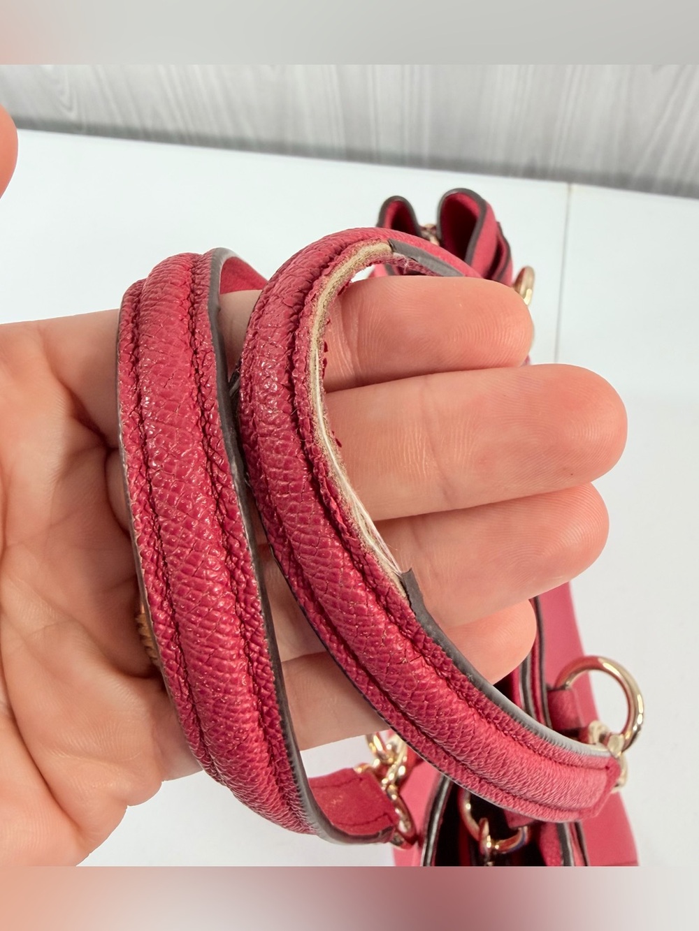 Coach Minetta Crossbody Shoulder Bag Dark Pink Purse Cross Grain Leather - Picture 4 of 9